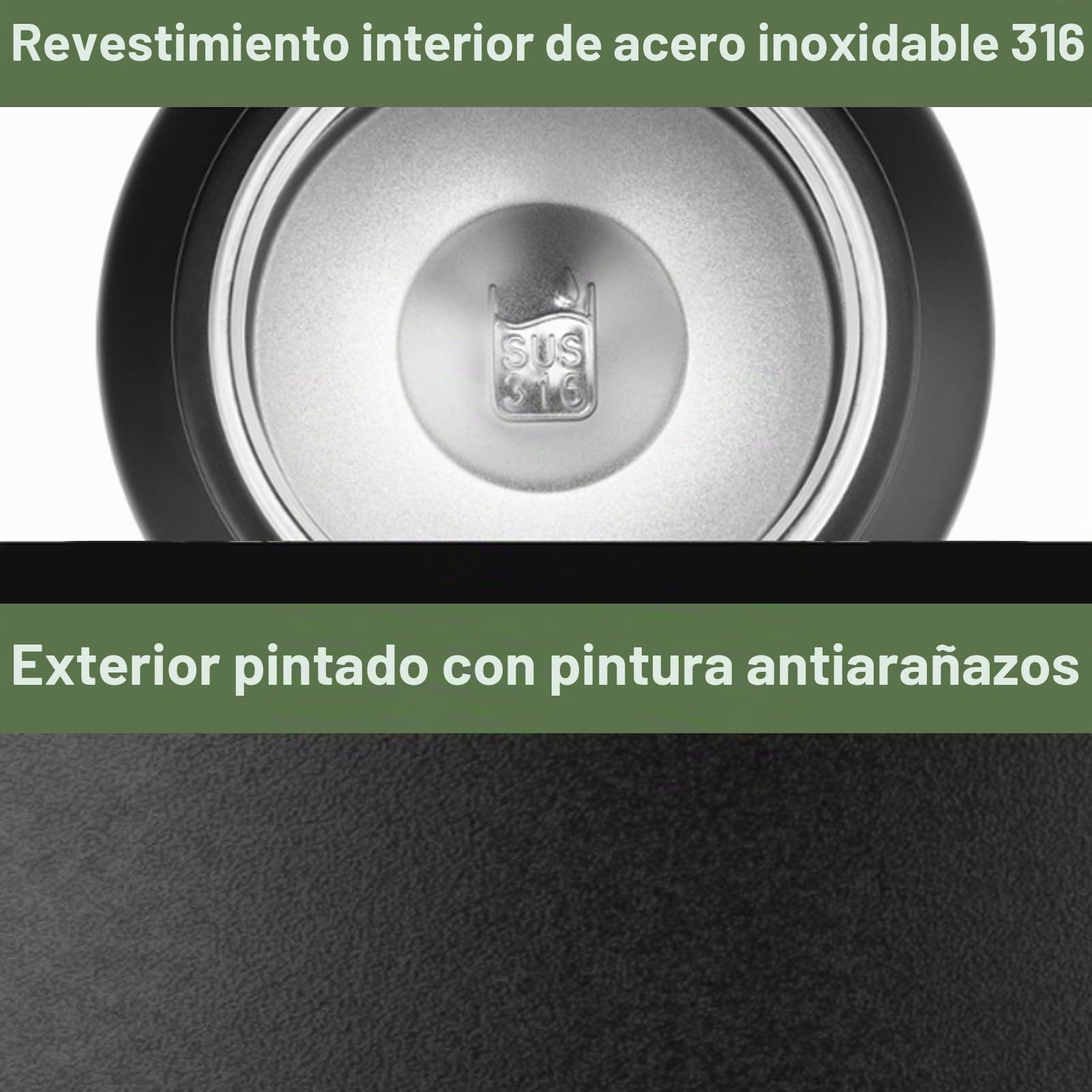 Jectse Botella de Agua Aislada de 3 Litros, Termo de Acero Inoxidable 316, Resistente de Boca Ancha, para Deportes, Gimnasio, Camping, Mantener Frío 48 Horas, Caliente 24 Horas (BLACK)