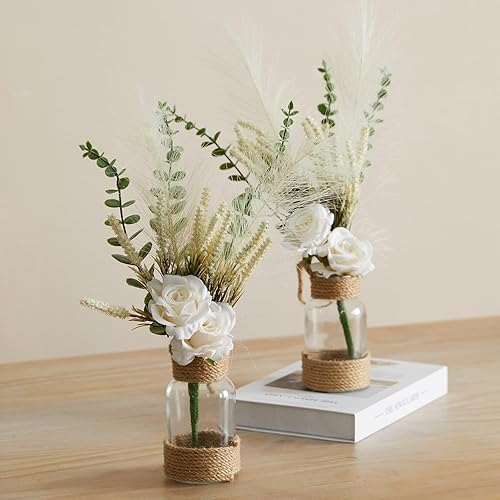 Miniatura 2 de Anna's Whimsy Paquete de 2 apliques de decoración de pared rústica con control remoto LED, flores artificiales, decoraciones de primavera para el