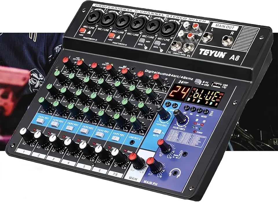 mesa de som,teyun/vedo 8 a8 canais digital/número profissional portátil com reverb bluetooth usb interface audio/áudio mixer 7-6-4-3- canal phantom 48v console,melhor que a6 a4 na4 power channel