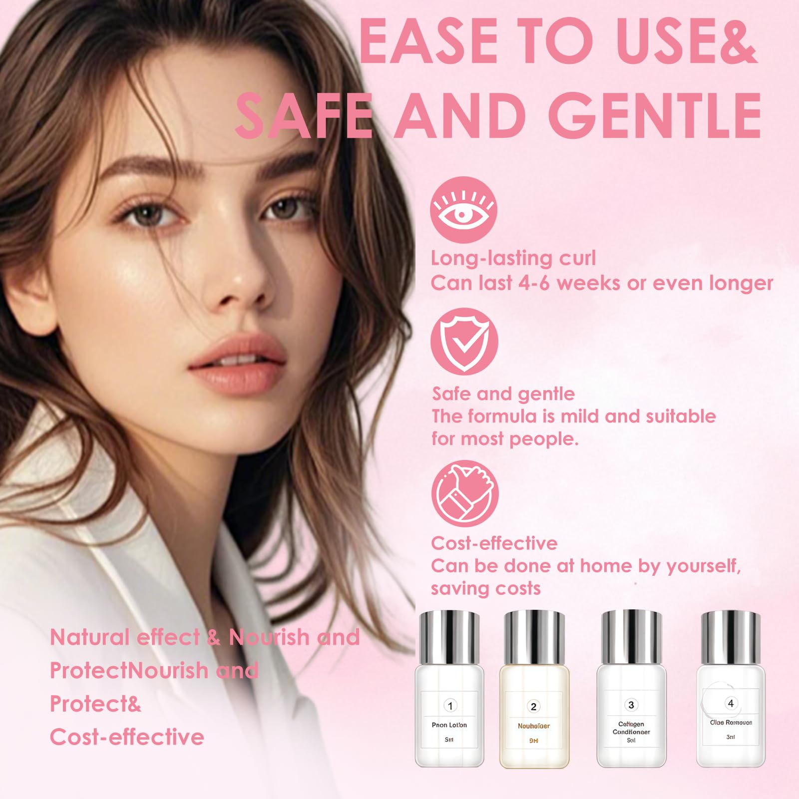 Kit Laminazione Ciglia Professionale, Lash Lift Kit,Soluzione Completa per Sopracciglia e Ciglia, Effetto Naturale e Definito, Ideale per Uso Domestico e Salone(bianco)