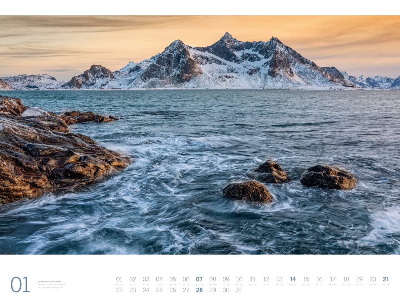 Meer - Ackermann Gallery Kalender 2024, Wandkalender im Querformat (66x50 cm) - Großformat-Kalender / Hochwertiger Panorama-Kalender Küste und Strand