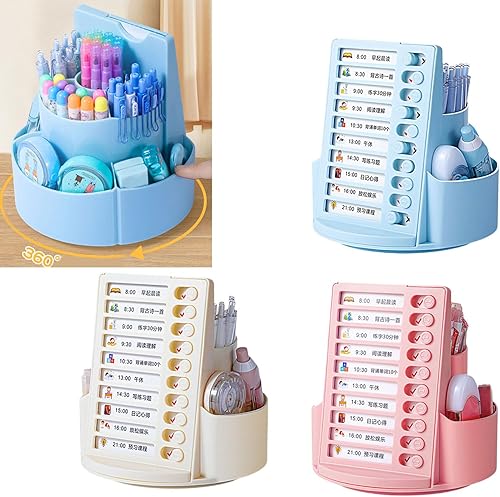 Miniatura 6 de 2 in 1 Rotating Pen Holder Chore Chart Checklist Board Desk Organizer Large Capacity Stationery Organizer Large Capacity Box Swivel Holder Desk