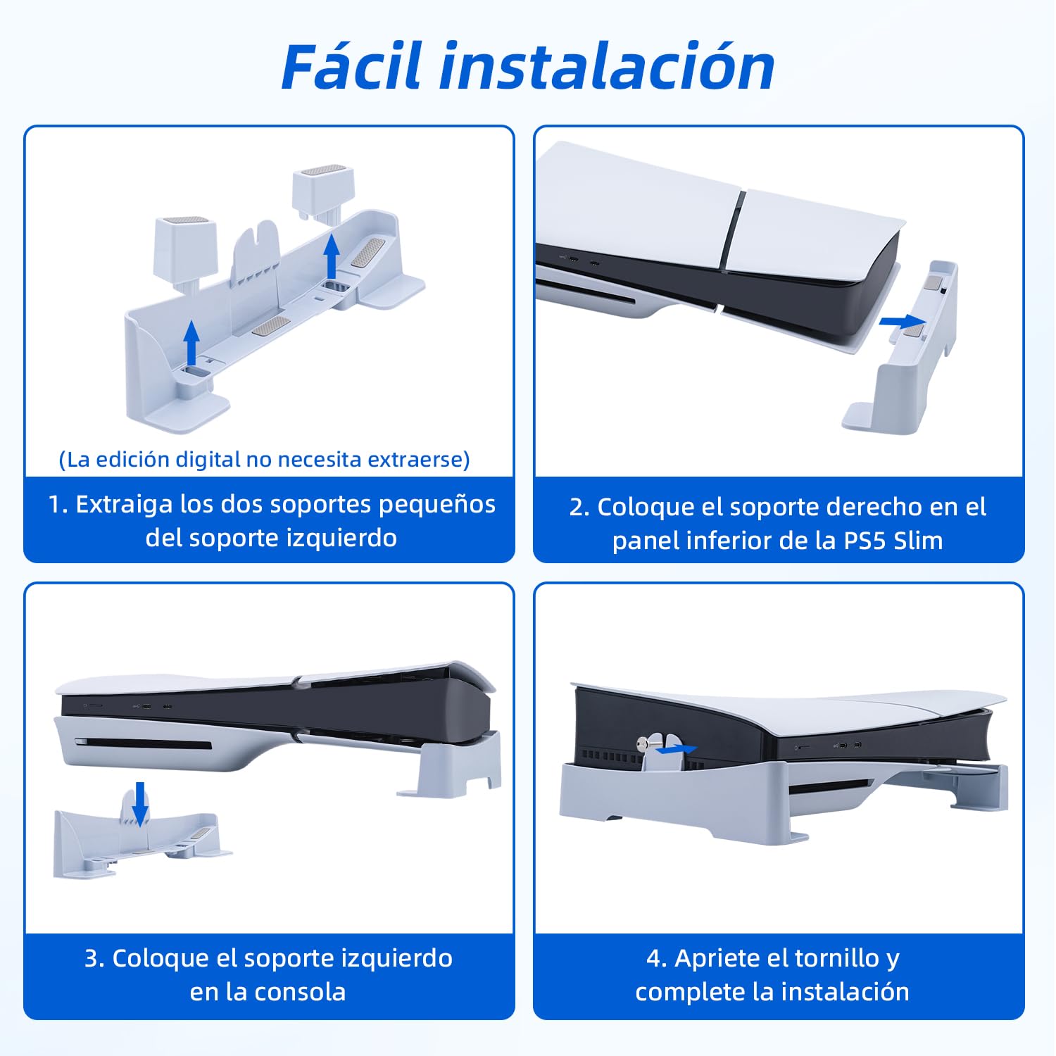 Mcbazel Soporte Horizontal Compatible con PS5 Slim/PS5 Pro DE/UHD Consola, Soporte de Base para PlayStation 5 Disco y Consola de Edición Digital