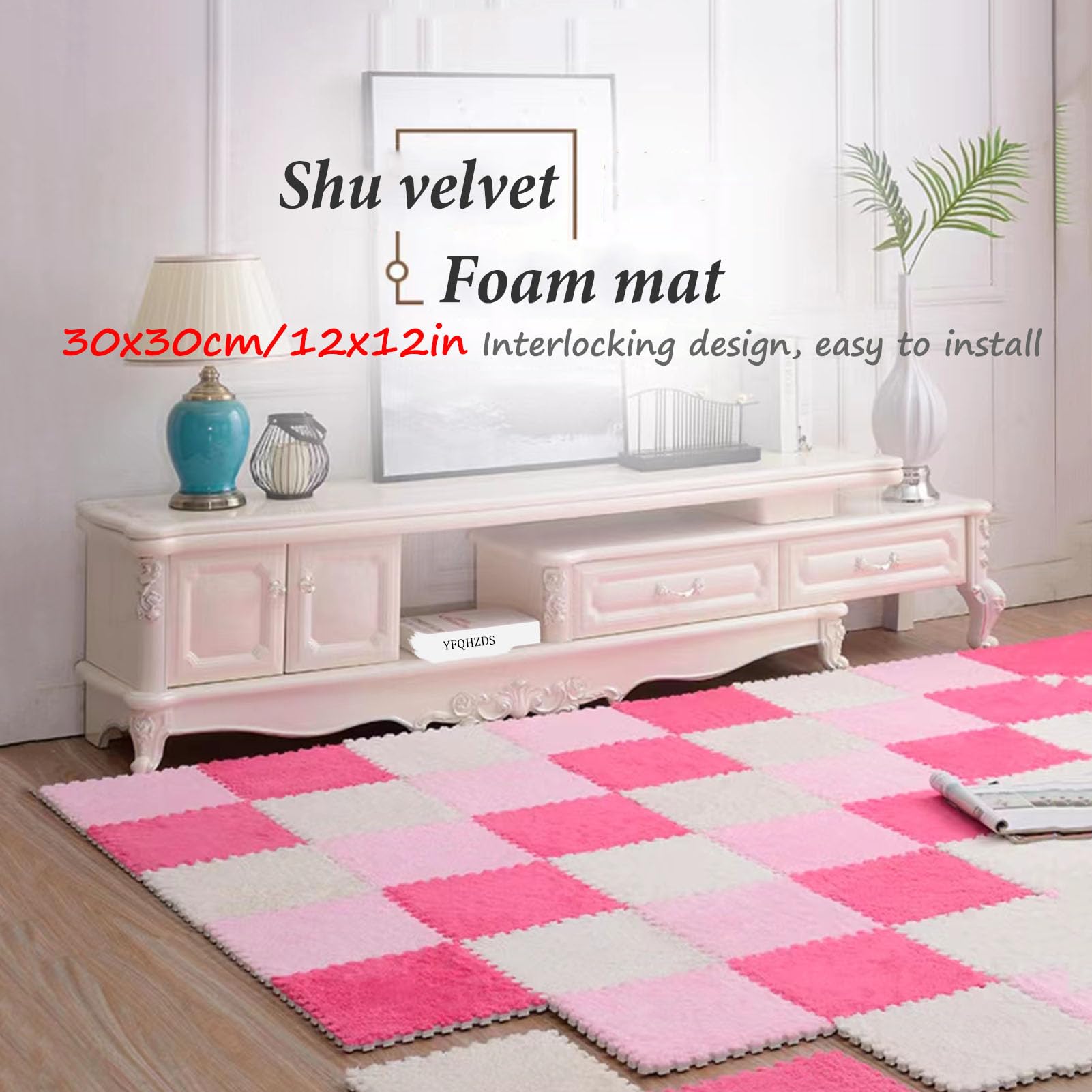 Mata do zabawy z pianki, Mata piankowa do układania puzzli, wielokolorowa, 12 cali, opakowanie 10 sztuk(Pink+Blue)