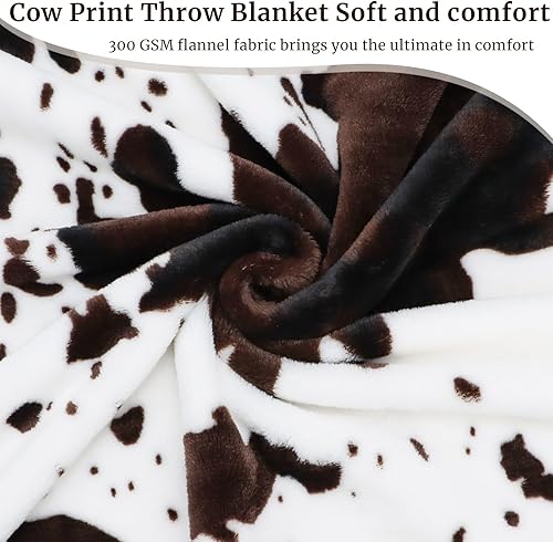 Miniatura 5 de Manta con estampado de vaca de franela de forro polar suave acogedora y linda manta de vaca cálida y ligera para todas las estaciones para sofá cama