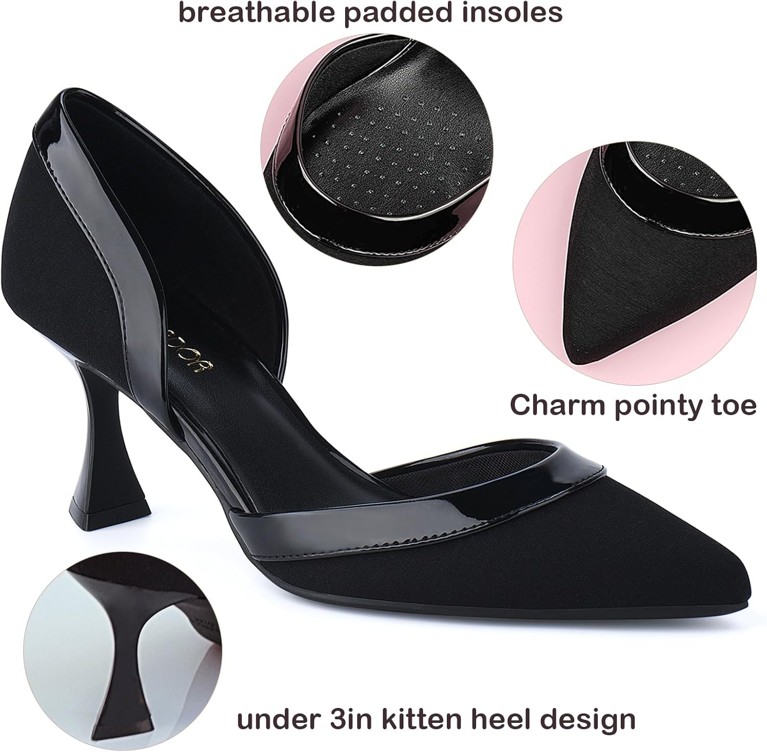 JENN ARDOR Women's Pumps Low Heels Pointed Closed Toe Kitten Dress Shoes for Women Comfortable Stiletto Heeled Sandals Classic Wedding Party D'Orsay Work Pumps - Image 5