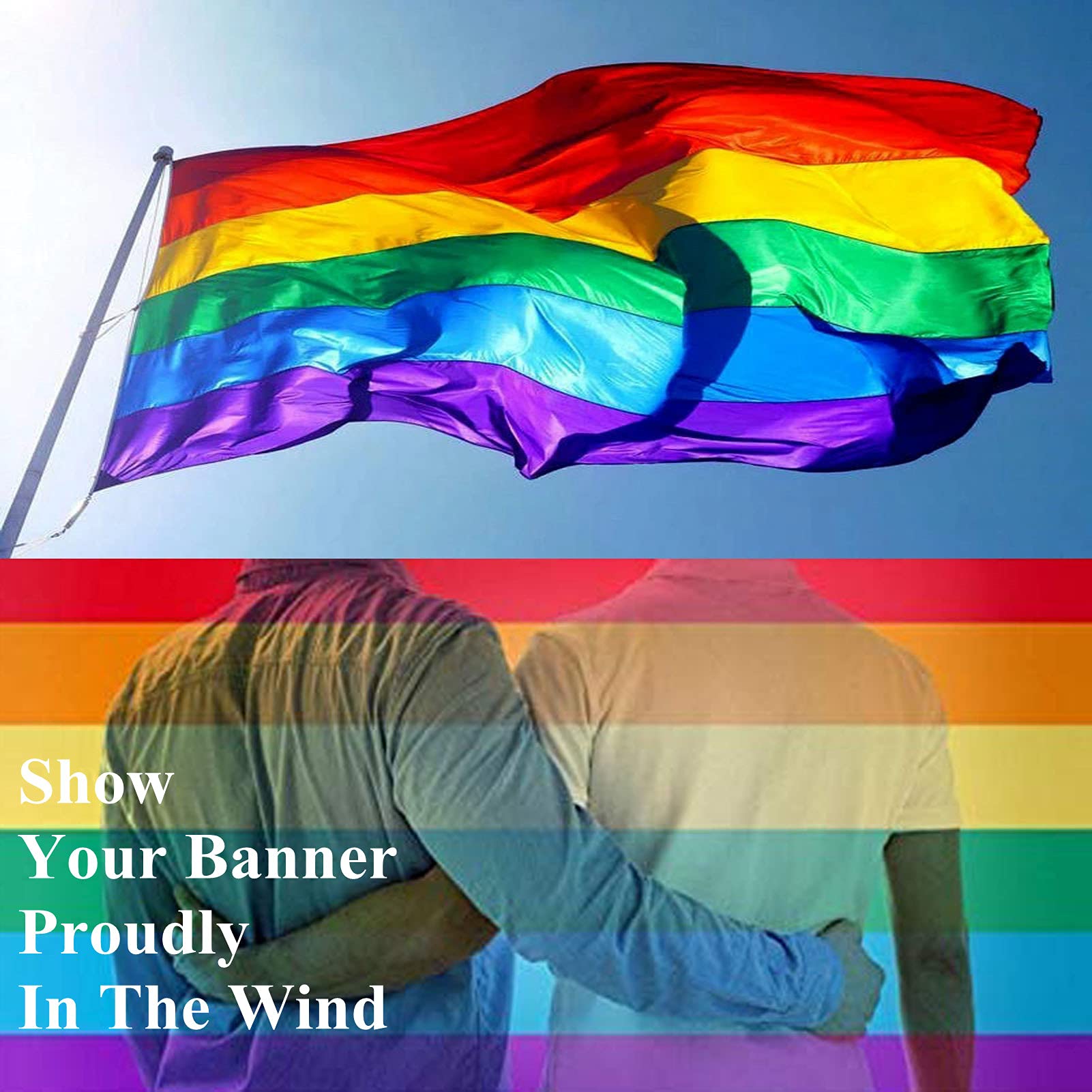 Amazon Com Bandera De Orgullo Arcoiris De 3 X 5 Pies Bandera De Orgullo Gay Lgbt Bandera Grande De Lesbianas Con Ojales De Laton Color Vivo Y Resistente A La Decoloracion Uv Que