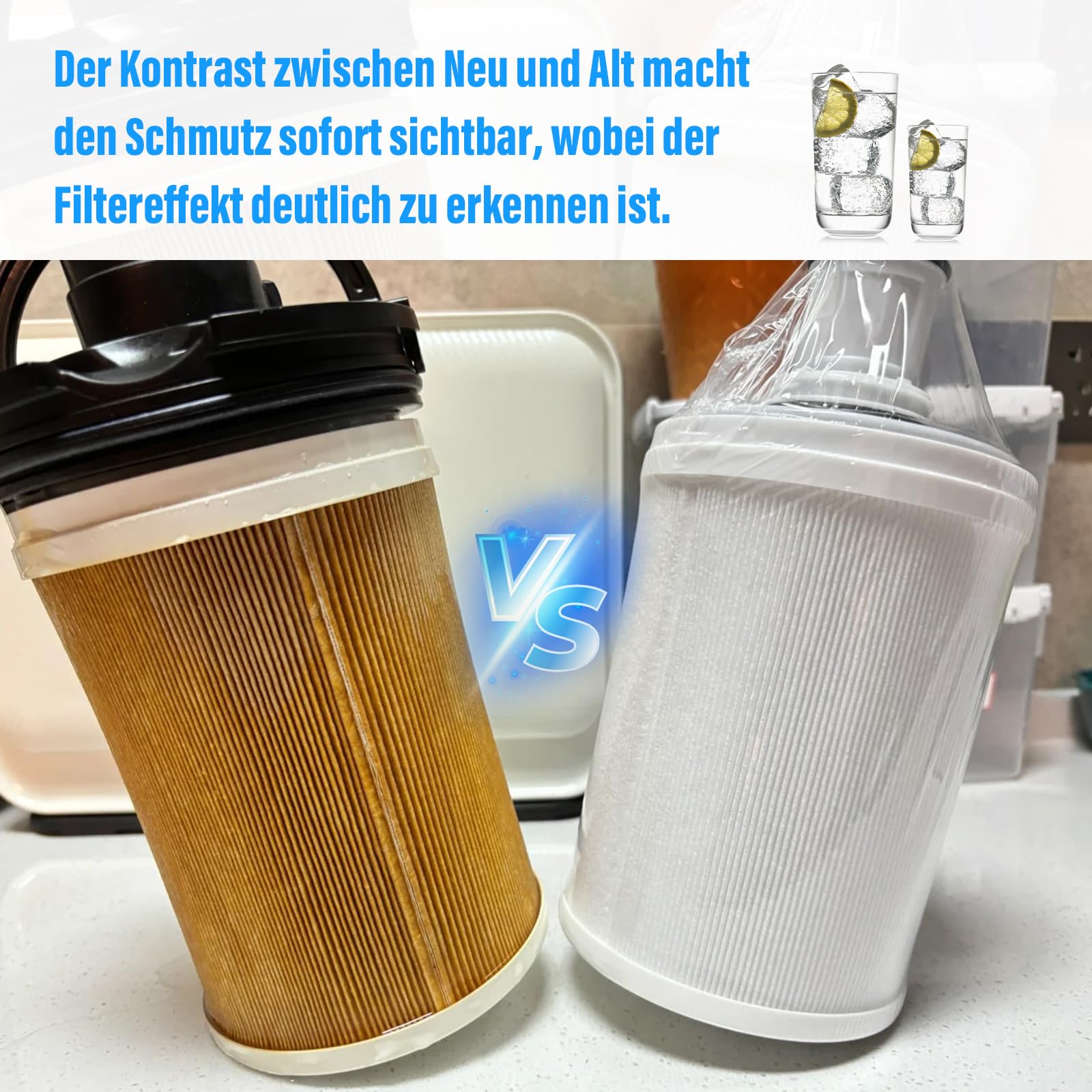 Wasserfilter Kompatibel mit Amway espring 100186M/100188CH, Wasserfilter Kartusche, HEPA Aktivkohle-Filtration, Ersatz Wasserfilter, Entfernt Gerüche, Verbessert den Geschmack von Leitungswasser