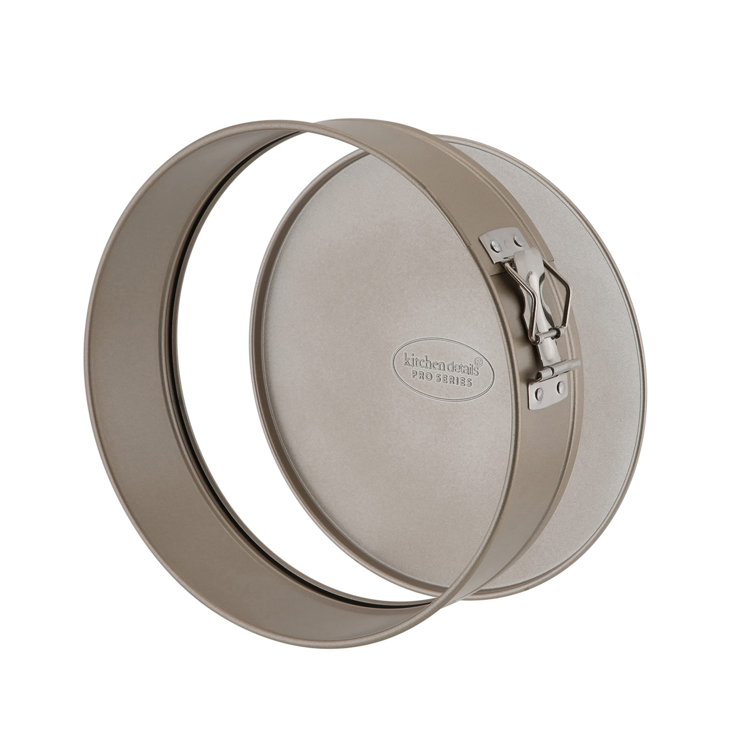 Kitchen Details Pro Series - Molde redondo de resorte de 9.5 pulgadas | Dimensiones: 9.5 x 2.7 pulgadas | Antiadherente | Calentamiento uniforme y dorado | Fácil liberación | Fácil de limpiar |