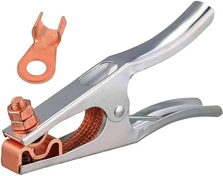 AMICO GL3001, 300-Amp Rating Professional Welding Earth Ground Clamp, 100% Copper Jaw, 100% Copper Braided Shunt, 100% Copper Screw, 100% Copper Nut and 100% Copper Wire Clip.