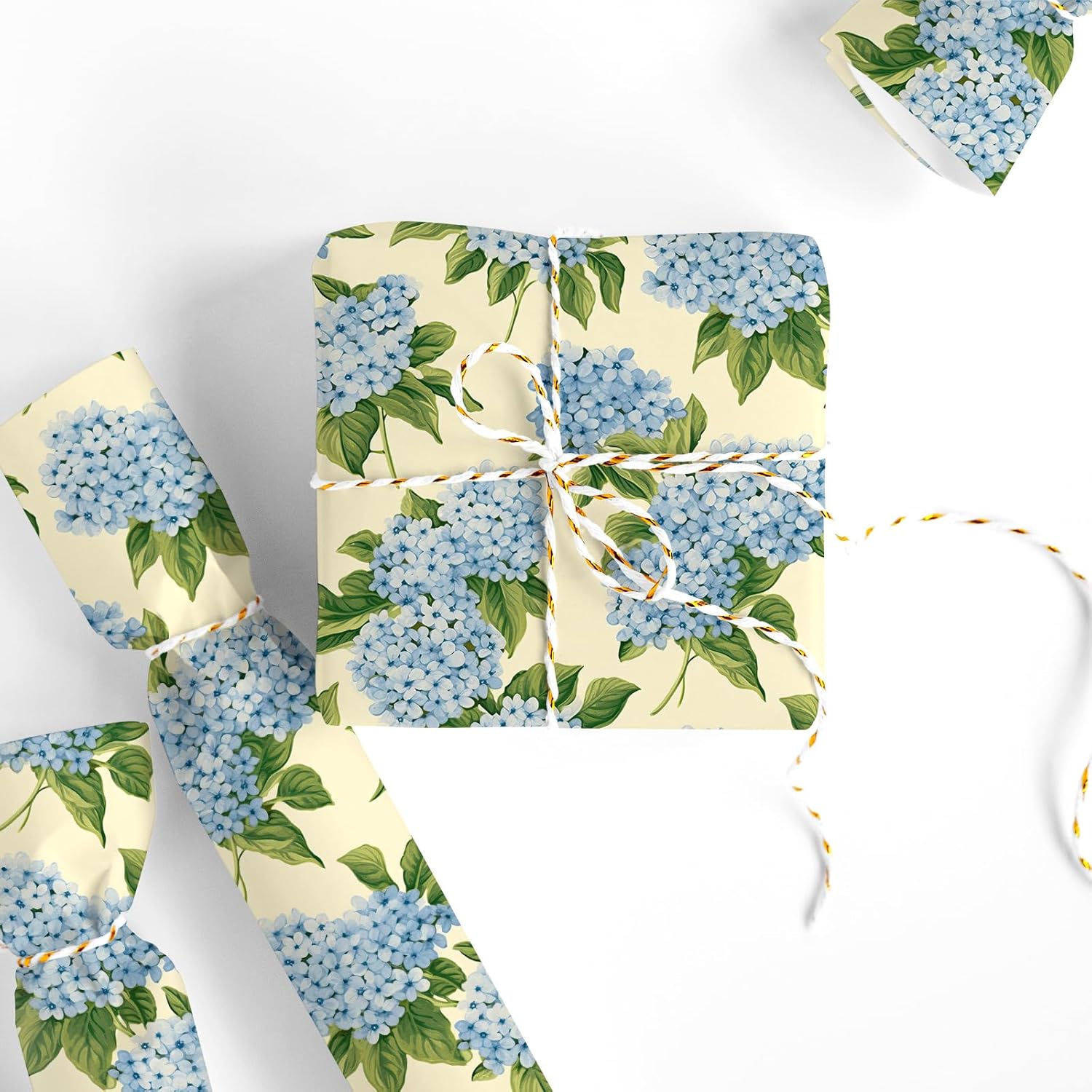 JarThenaAMCS Hydrangea Wrapping Paper - Mini Roll - 17 Inch x 16.4 Ft Blue Floral Gift Wrap Paper for Spring Birthday Baby Shower Wedding Party DIY Crafts - Image 6