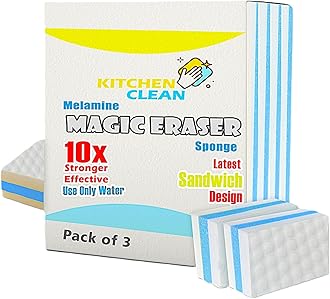Magic Cleaning Sponge | Multipurpose Clean Sponge | Magic Eraser for Wall, Dash Boards, Switch Boards, Taps, Wall Stain Remover, Glass, Shoes, Sneakers Cleaning Sponge (Pack of 3)