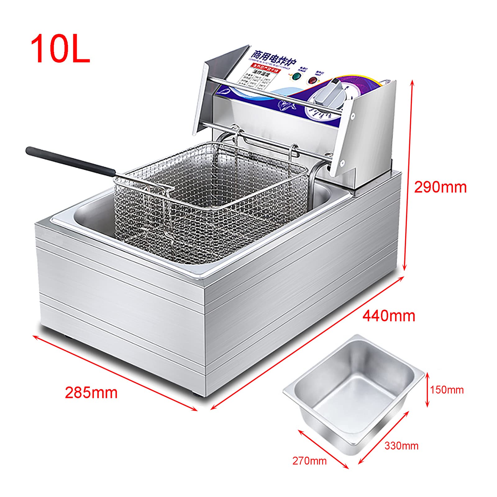 Friggitrice elettrica Commerciale, friggitrice Professionale da banco ad Alta capacità da 10L/20L, per ristoranti di Patatine Fritte, Fast Food, Snack Bar, Feste