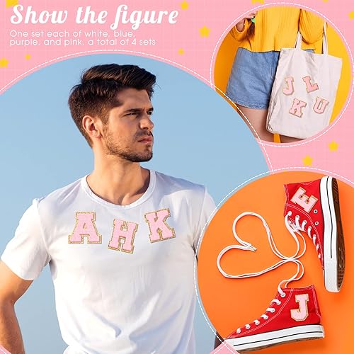 Miniatura 6 de 104 parches de letras de felpilla termoadhesivos de la A-Z, parches de reparación del alfabeto, parches bordados de letras para coser, parches con