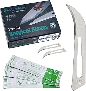 5000PCs Dental Grade Stainless Steel Sterile Surgical Blades by VASTMED | Individually Wrapped High Stainless Steel Dermablade Surgical Blade