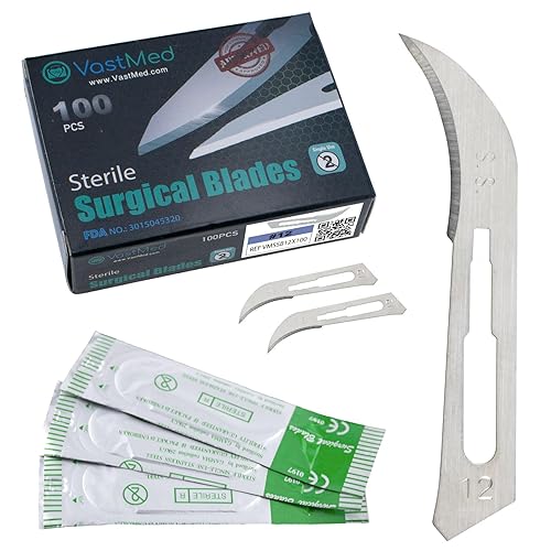 Miniatura 17 de 100 cuchillas quirúrgicas estériles de acero inoxidable de grado dental #10 Hoja quirúrgica Dermablade de acero inoxidable envuelta individualmente