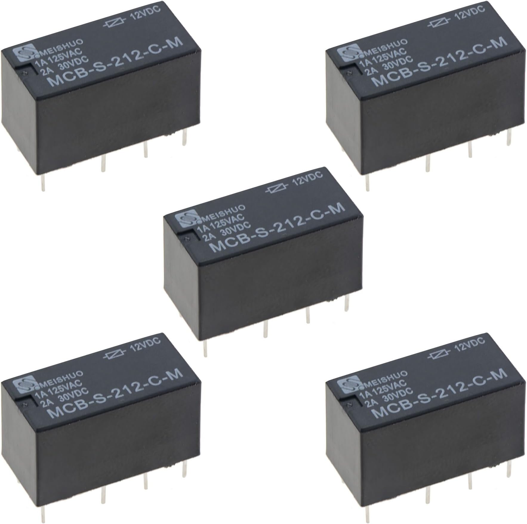 12V Subminiature Changeover Relay 2A DPDT Electronics Replacement Repair (Pack of 5)