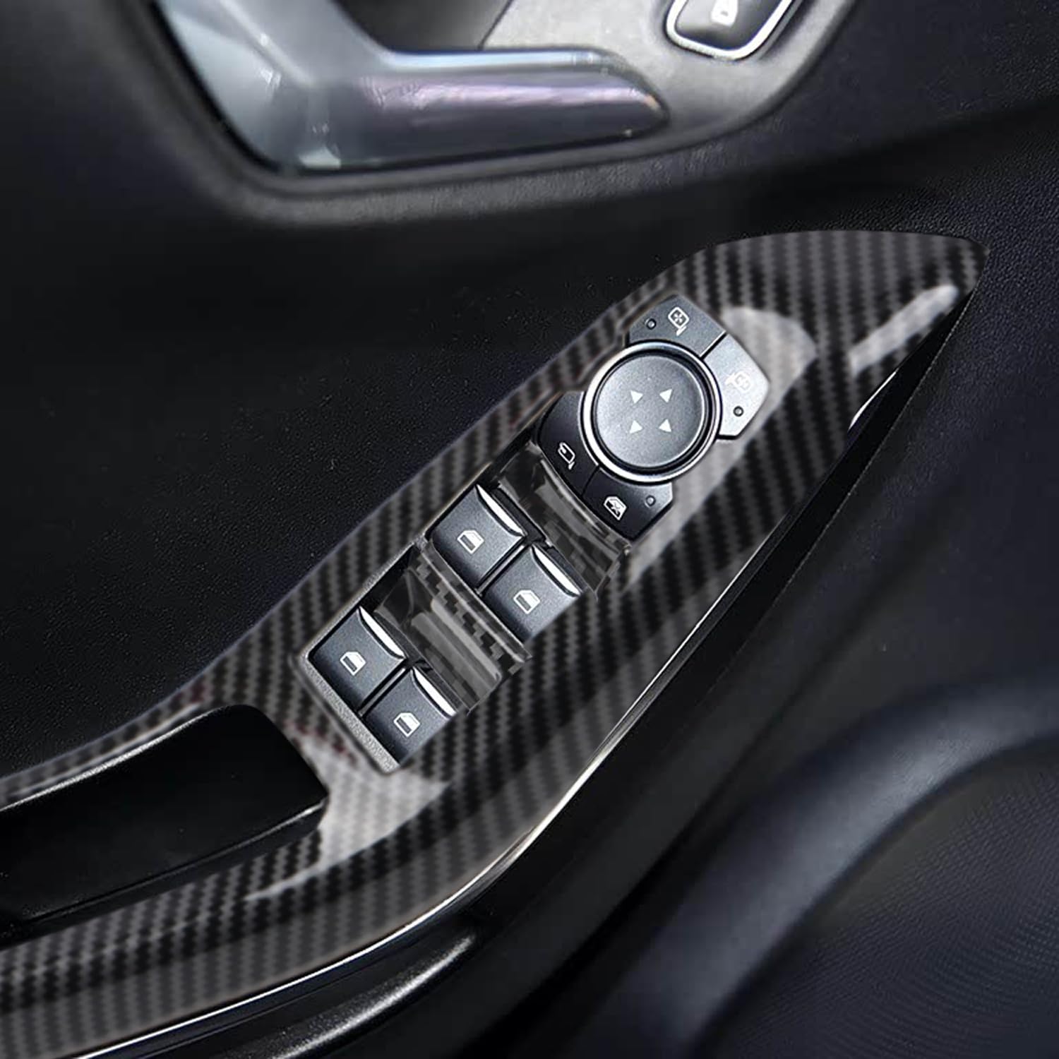 per PUMA ST, ST-Line, ST-Line X 2019 2020 2021 2022 2023 Coperture per interruttori interni delle finestre 4 pezzi in plastica ABS color fibra di carbonio