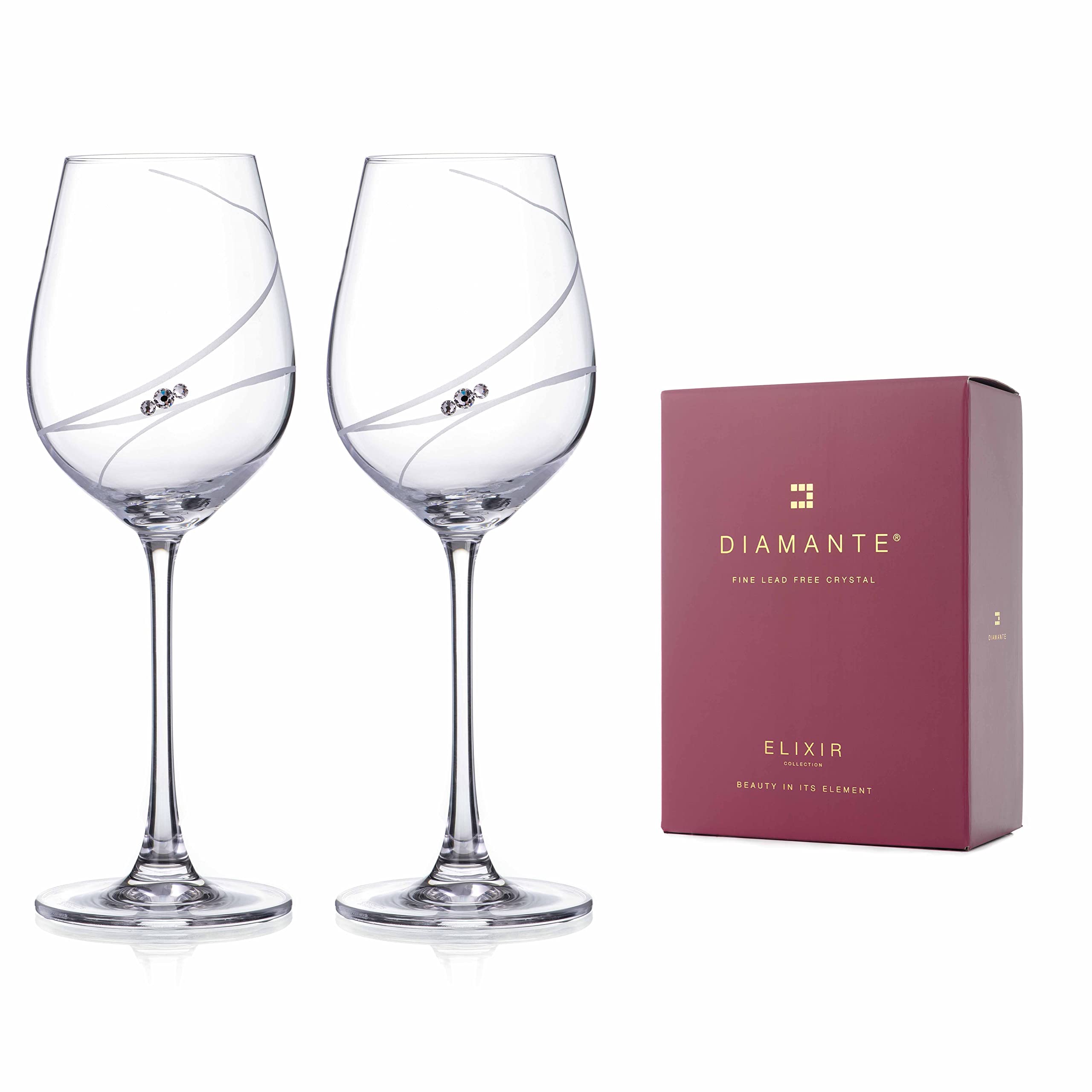 Verres à vin blanc Swarovski Allure ornés de cristaux en lot de 2 pièces