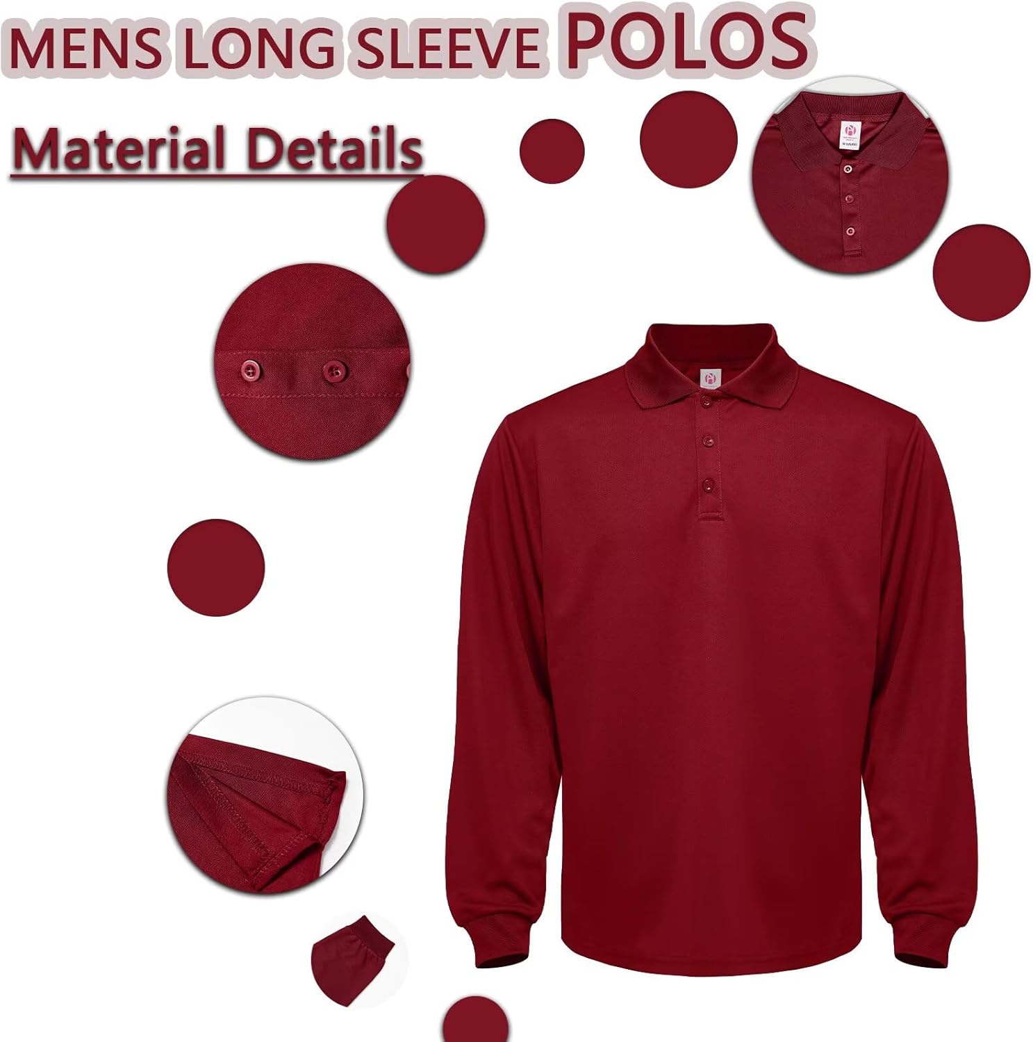 LeeHanTon Men's Long Sleeve Polo T-Shirt Gym Pack Tactical Golf Shirts Moisture Wicking Quick Dry Shirts UPF 50+ - Image 6