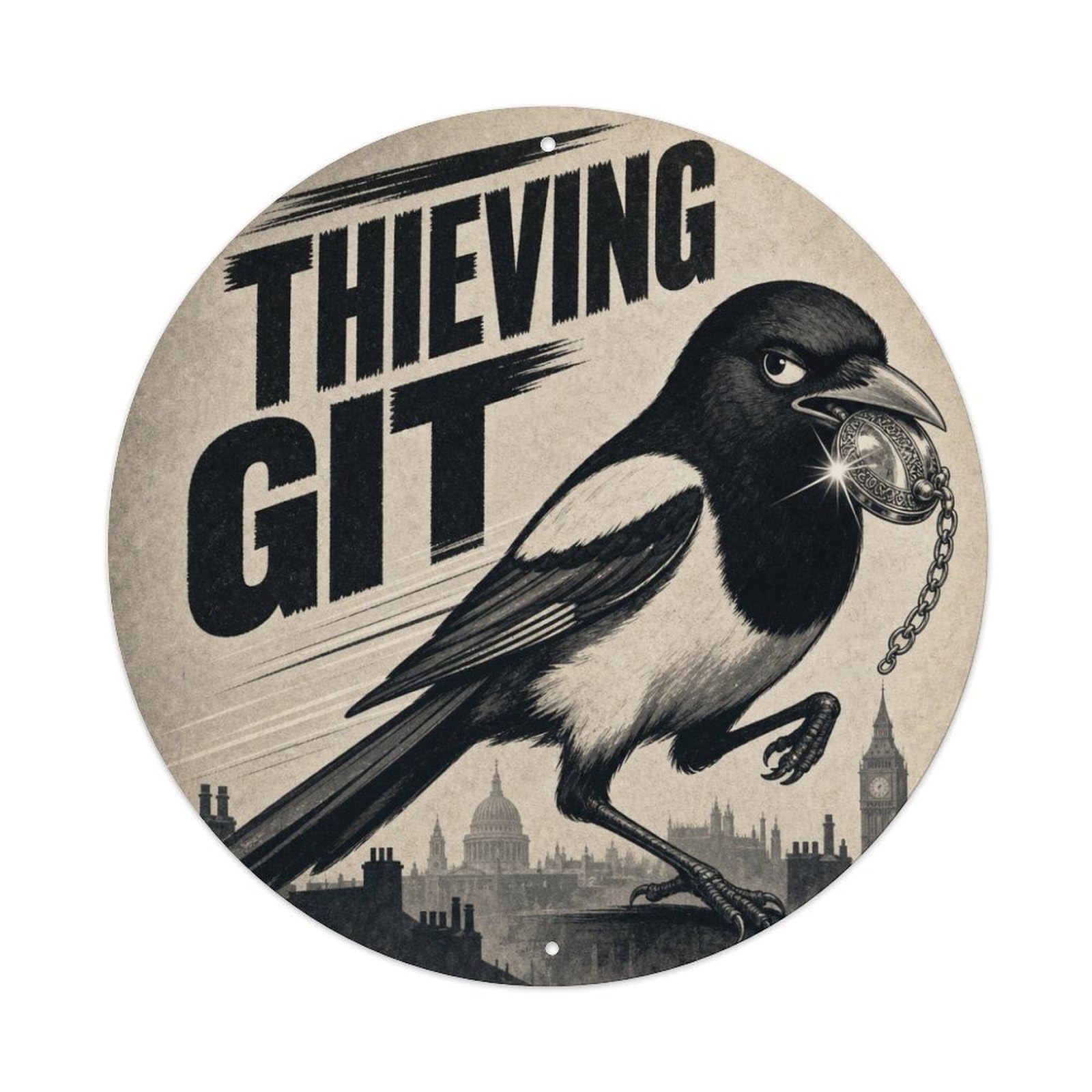Classic Magpie Bird Thief Humor Vintage Playful Feather Metal Tin Sign