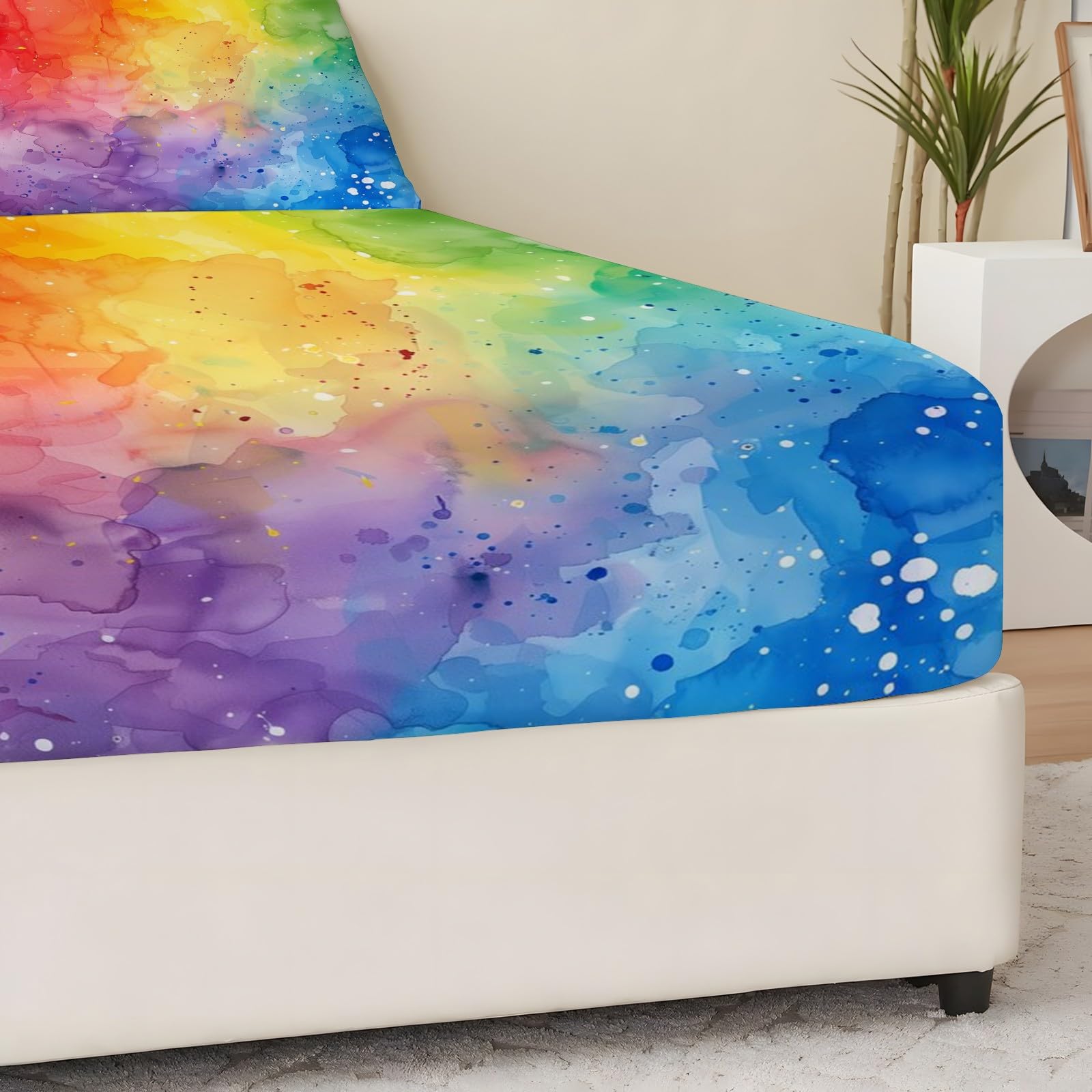 Prześcieradło z gumką 200 x 200 cm, kreskówkowe prześcieradło z gumką dla ptaków, mikrofibra z dużą czapką 30 cm i 2 poszewkami na poduszki, zestaw z gumką do grubych materacy