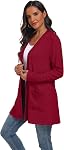 Qixing Chandail femme Cardigan ouvert avant léger Cardigan à manches longues Cardigans avec poches