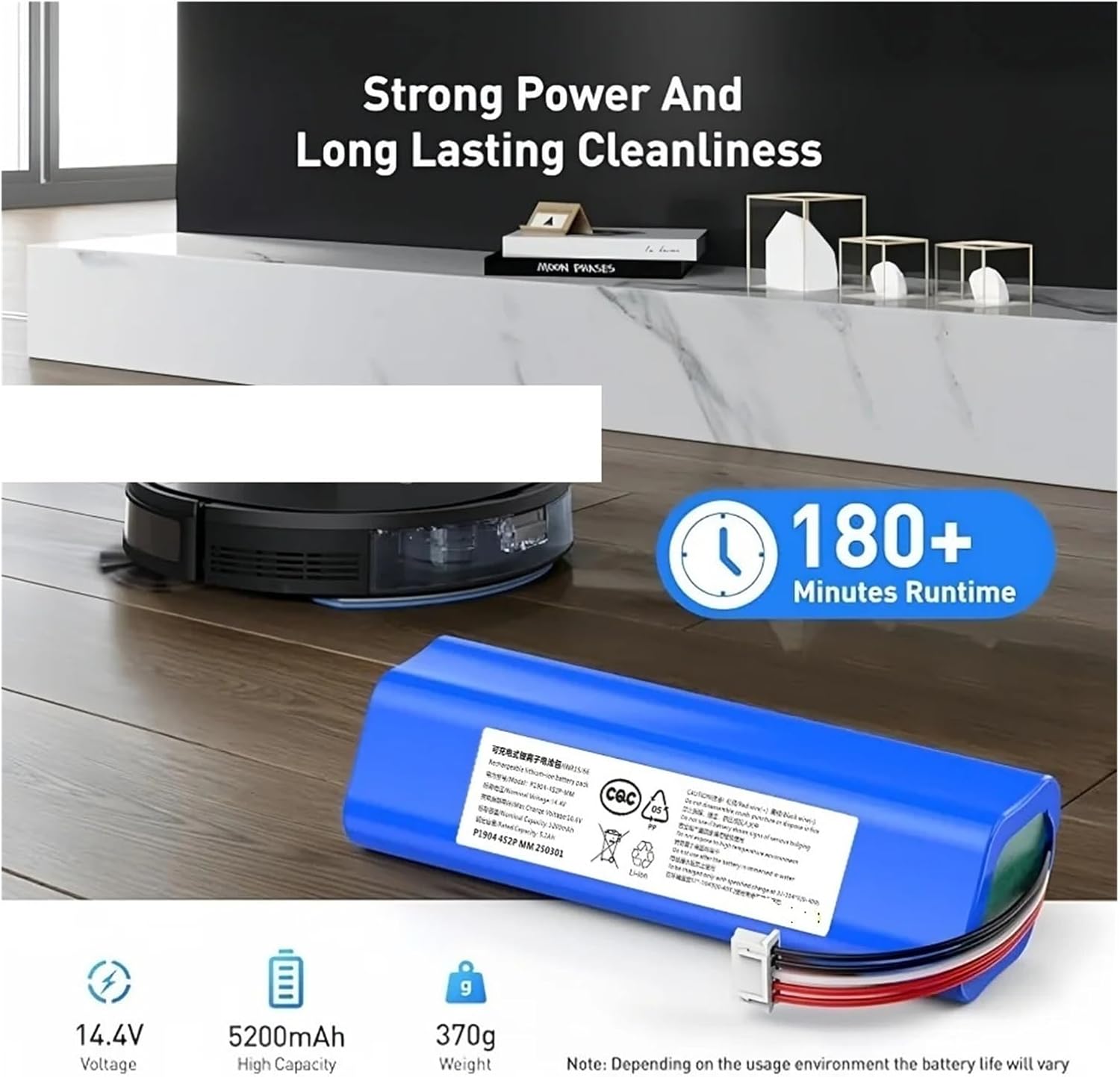 14.4V Li-ion Replacement Battery，Compatible for Ecovacs，Deebot X1 T20 Omni T8 Pure T8+ T9 T10 T5 Ozmo 950 Home Robot Vacuum Cleaner(5600mah)