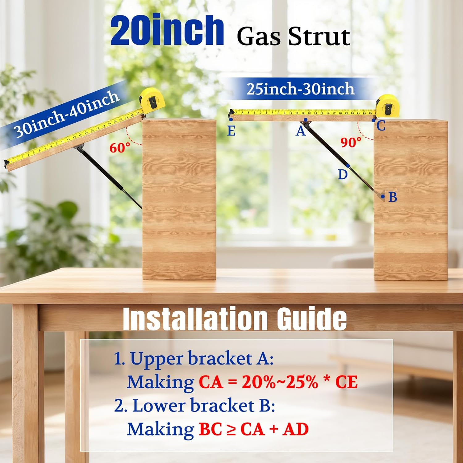 20 inch 200 LB Gas Prop Struts Shocks, 20" 889 N Gas Spring Lift Supports for Heavy Duty RV Murphy Bed Truck Trailer Cap Tonneau Cover Floor Hatch Trap Door (Very Strong, No Brackets)