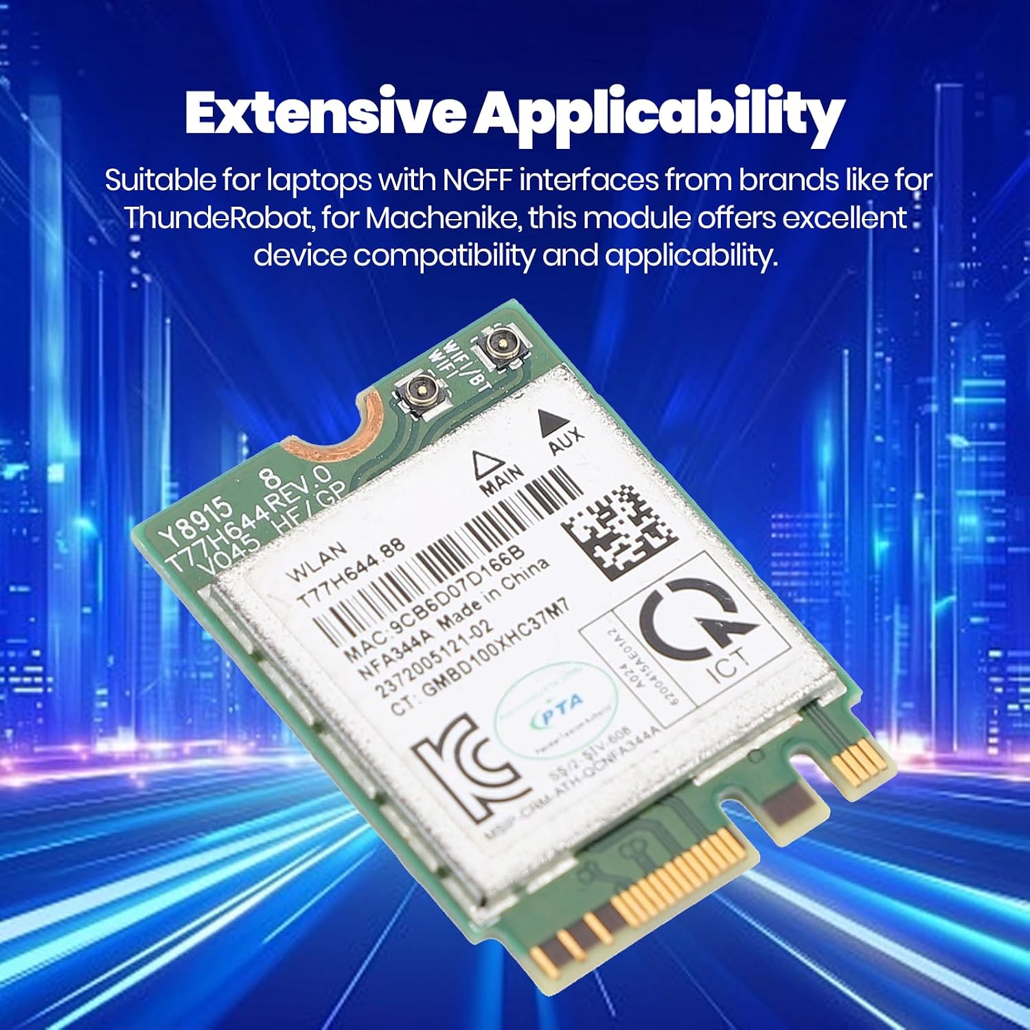 WiFi Card for PC, NGFF M.2 Network Card 1200Mbps, BT4.1 2.4G 5G Band Adapter for W 7 8 10 11 for Laptops