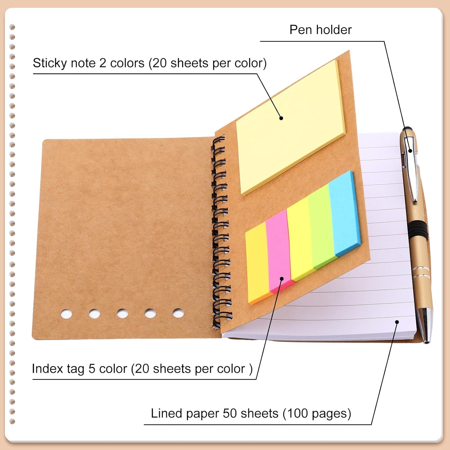 Skyygemm Team Appreciation Gifts Employee Appreciation Gifts Spiral Notebook Journal with Sticky Notepad Index Tabs Thank You Notebook Notepad with Bamboo Pen Bulk for Team Nurse Coworker