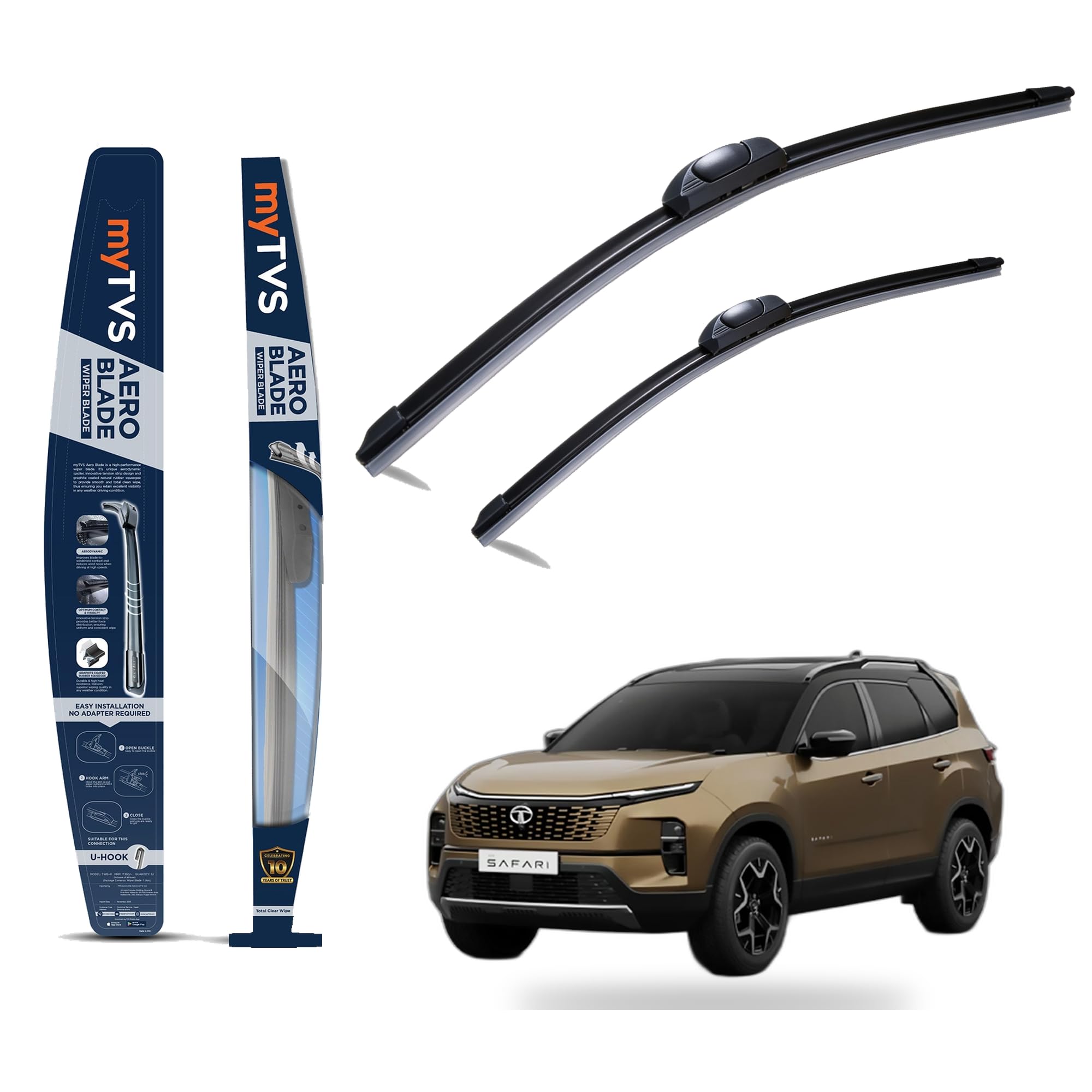 myTVS Frameless Car Wiper Blades for Tata Safari (2021 - now) | Set of 2 (26"+20")-image-5