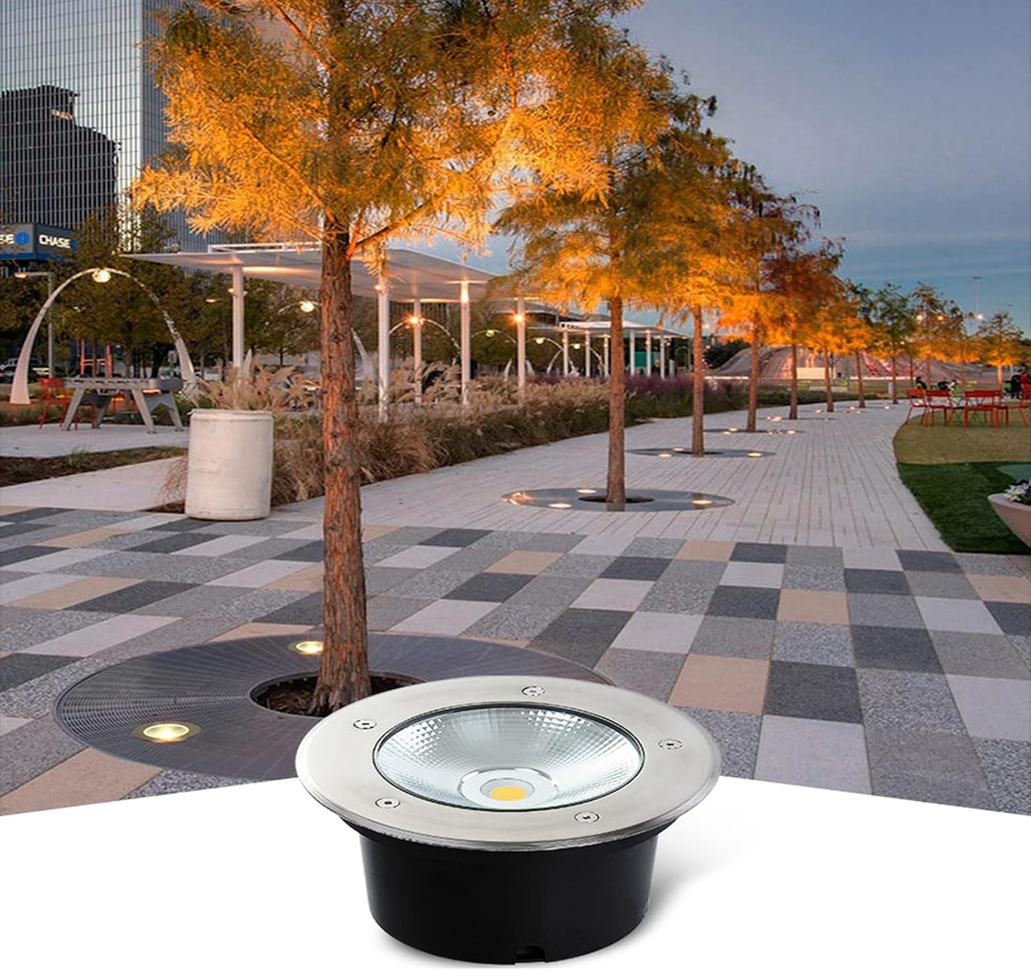 COB Outdoor Waterproof Underground Lamp Low Voltage Landscape Lighting Recessed Round Ground Lights Stainless Steel Landscape Light for Balcony Patio Garage Lawn Pathway(DC24V-3W/White)