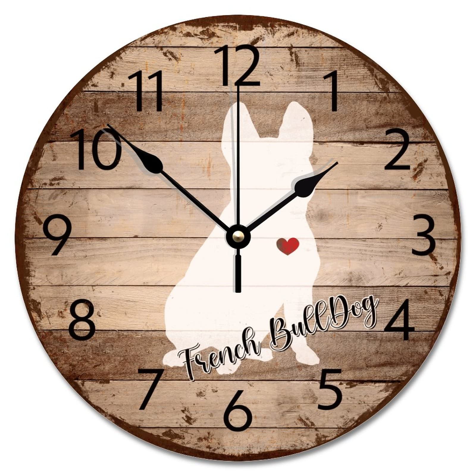 Horloge bouledogue français silencieuse mécanique quartz 30cm