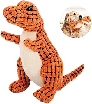 2024 New Indestructible Robust Dino, Plush Dog Toy, Indestructible Squeaky Toys for Dogs, Durable Dog Toys for Aggressive Chewers, Chew Toys for Dogs, Interactive Dog Toys for Boredom A-Orange