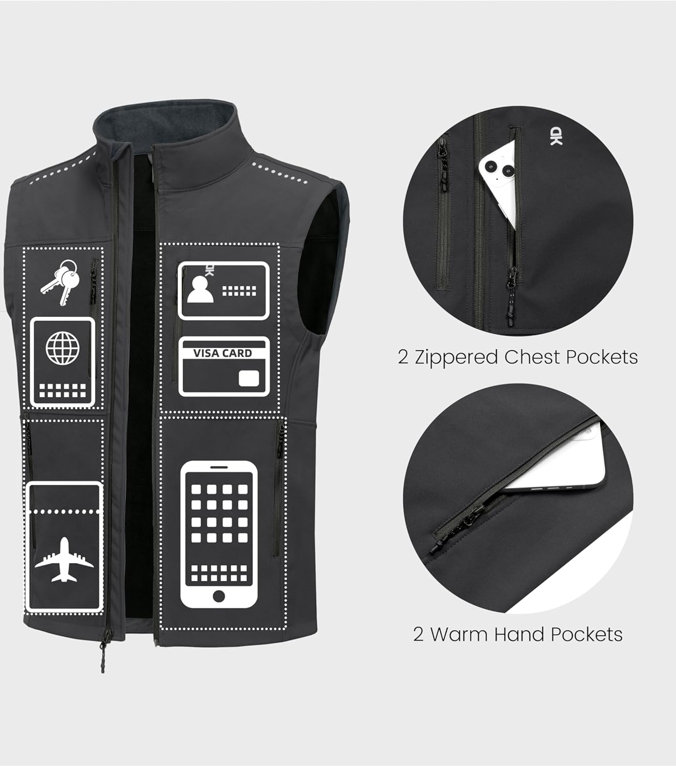 Little Donkey Andy Men's Lightweight Golf Vest Outerwear Warm Fleece Lining Sleeveless Running Casual Hiking Vests - Image 6