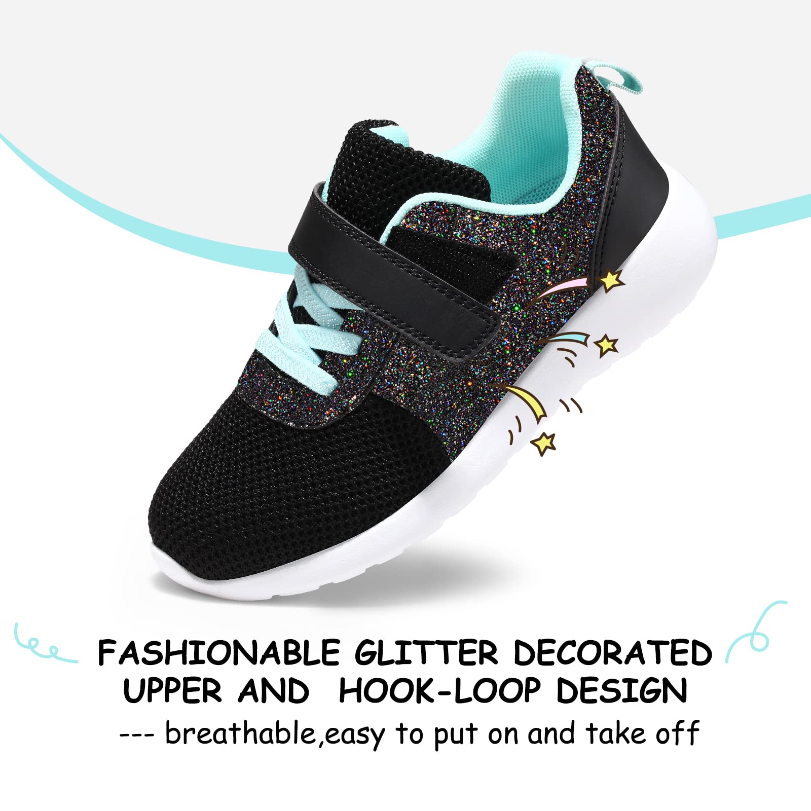 Harvest Land Girls Trainers Kids Athletic Shoes Toddlers Glitter Sneakers Breathable Tennis Running Sports Shoes — view 2