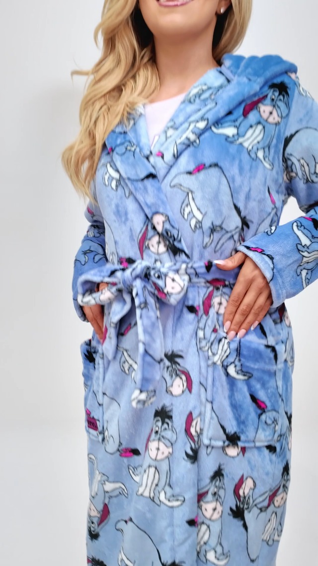 Disney Womens Eeyore Blue Fleece Dressing Gown Fleece Hooded Ladies Robe  (8-10) : Amazon.co.uk: Fashion