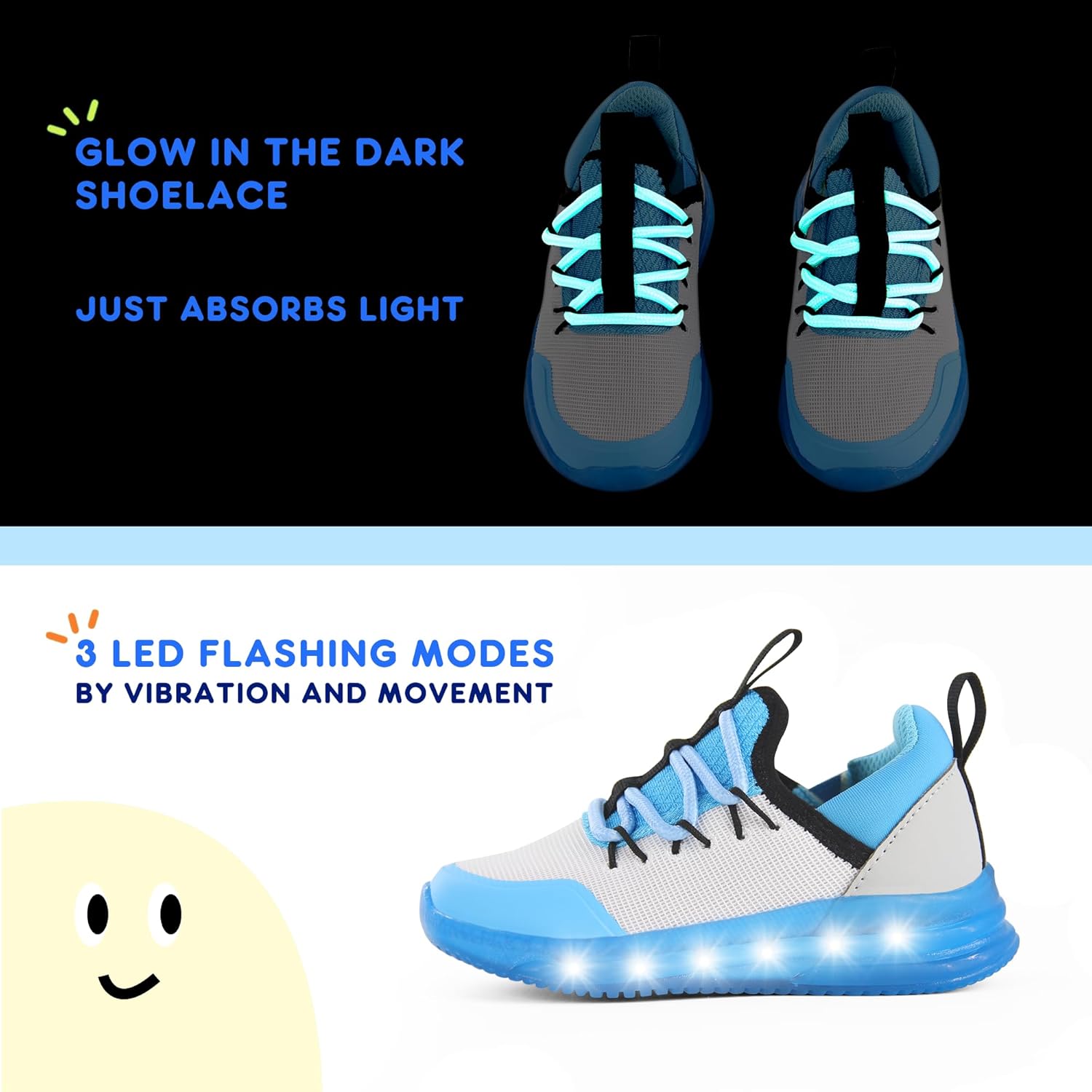 AMZZPIK Boys and Girls Light Up Shoes Size 5T to 2Y LED Flashing Slip-On Sneakers with Breathable Mesh Upper Lightweight Non-Slip Outsole Athletic Sports Tennis Shoes for Kids Running Walking School - Image 4