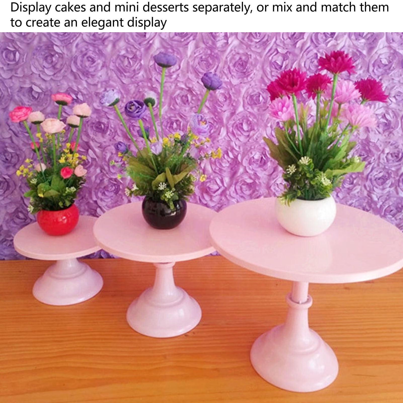 Set di Alzate per Torte da 3 Pezzi, Set di Espositori per Tavolo da Dessert con Alzata per Dolci, Set di Supporti per Cupcake in Metallo, Vassoi per Dolci Torri da Dessert (Rosa)