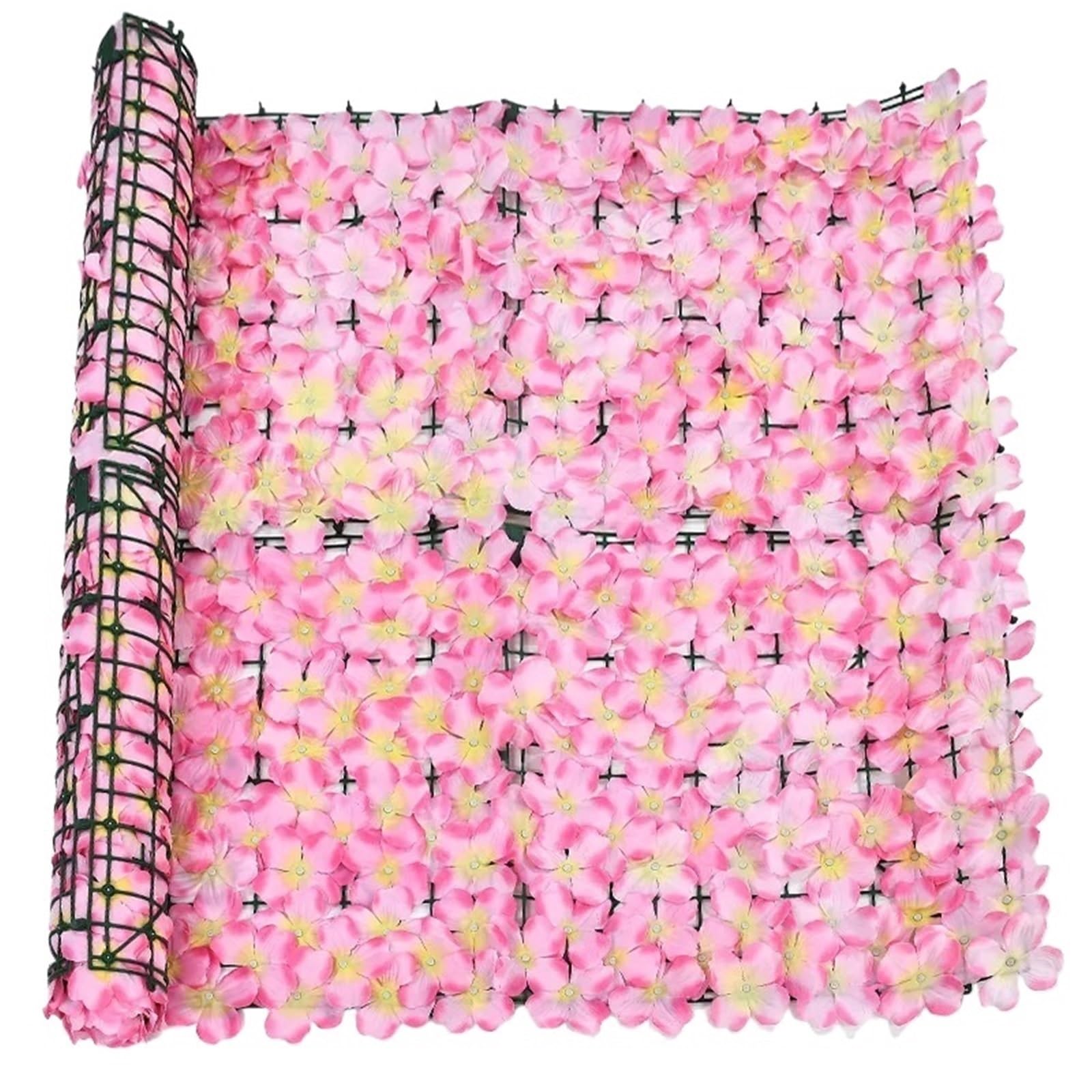 Seto artificial de flores rosas 100x100 cm para decoración exterior 1