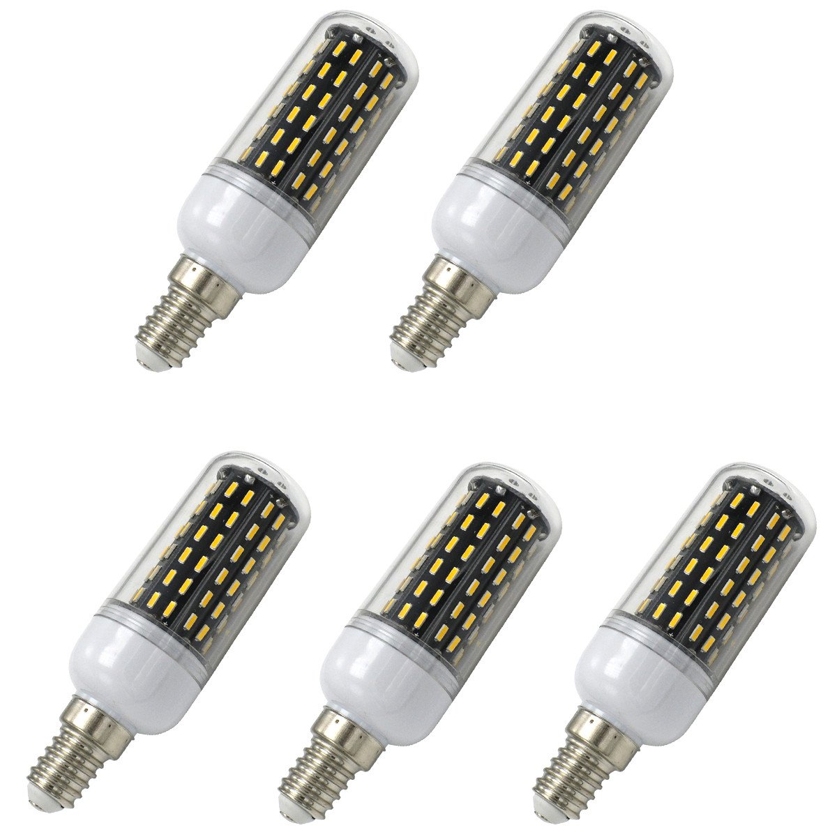 Aoxdi E14 LED Light Bulb Warm White 9W, 96 SMD 4014 SES LED Bulbs, Non-Dimmable, AC220-240V, 5-Pack (Warm White)