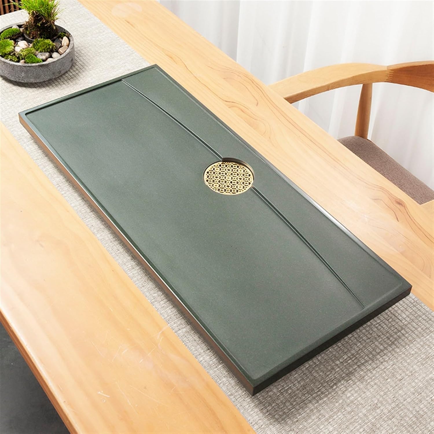 Tea Set Tea Tray Small Tea Sea Dry Bubble Tray Drainage Tea Tray Oolite Modern Office Tea Tray Chinese Tea Set,One Color-50x30x3cm