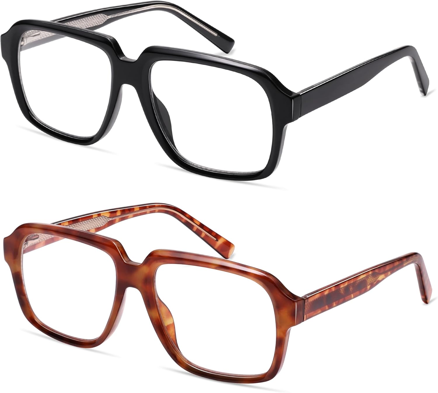 AMOMOMA Oversized Square Reading Glasses for Women,Men,Men Blue Light Blocking Computer Readers Spring hinge AM6185 - Image 2