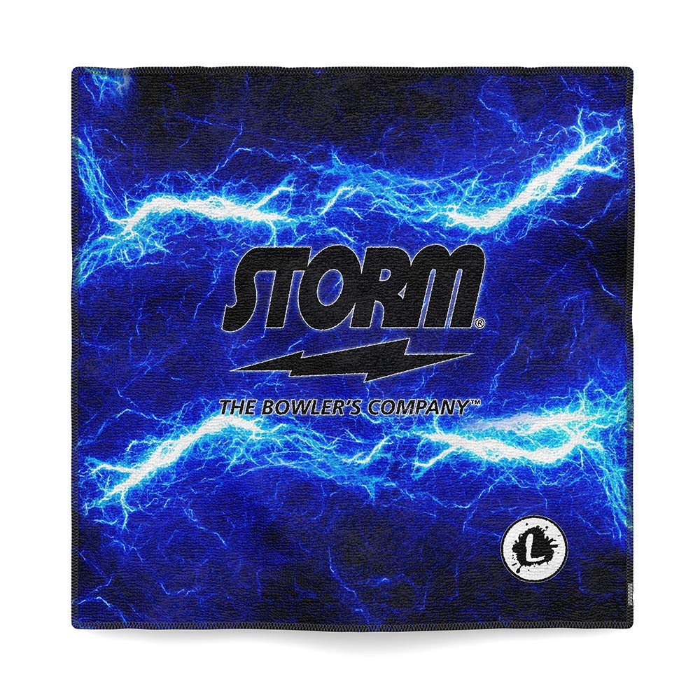 Logo Infusion - Dye-Sublimated Microfiber Bowling Towel - One Sided Print - Storm Blue Lightning Style DSMTSTBL