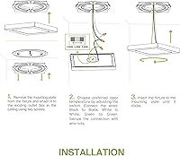 Vista 8 de ASD Luz LED de montaje empotrado cuadrada de 9 pulgadas, 18 W, 1270 lúmenes, 3000-5000 K, 120 V, 3CCT, regulable, ultra delgada, con certificación