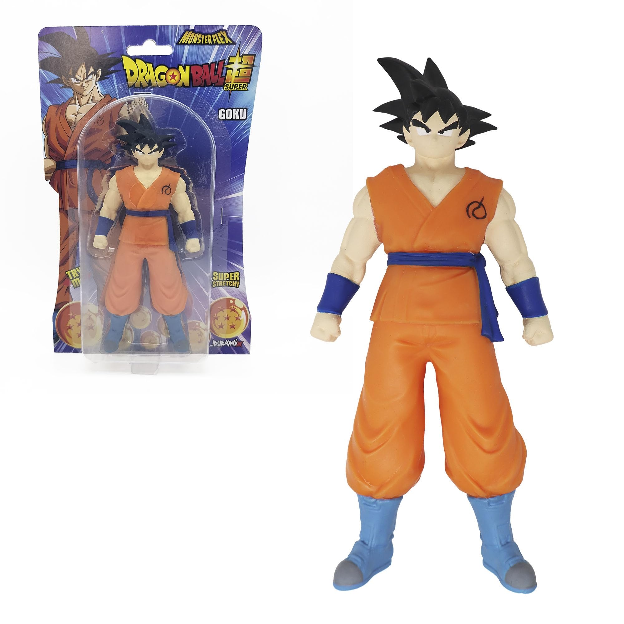 Bizak Monsterflex Dragon Ball Figurka Goku, super rozciągliwa, 18 cm, 8 do kolekcjonowania, dla dorosłych fanów kolekcjonerów i dzieci od 6 lat (6439023-25)
