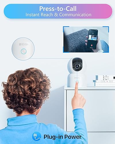 Miniatura 3 de ZOSI Cámara de seguridad de video de 2 vías de 4MP, C519M 360 View Baby  Pet Dog Monitor, 2.5K Plug-in 2.4G5G WiFi Cámara inteligente de doble banda