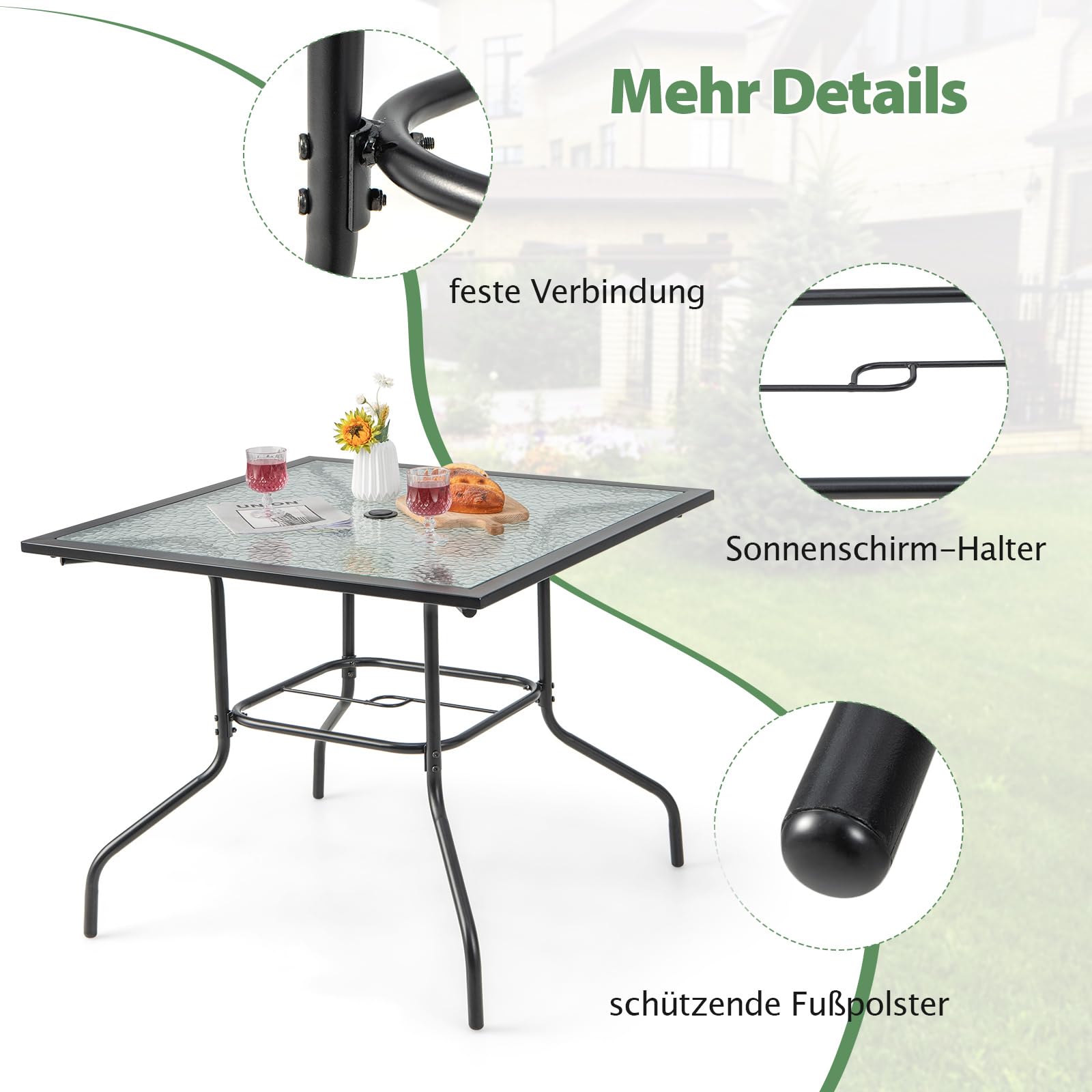 COSTWAY Tuintafel Met Tafelblad Van Gehard Glas, Terrastafel Schermgat Balkontafel Voor 4 Personen Outdoor Eettafel Balkon Terras Tuin 86 X 71 Cm Zwart 1639473443 COSTWAY Tuintafel Met Tafelblad Van Gehard Glas, Terrastafel Schermgat Balkontafel Voor 4 Personen Outdoor Eettafel Balkon Terras Tuin 86 X 71 Cm Zwart 1639473443