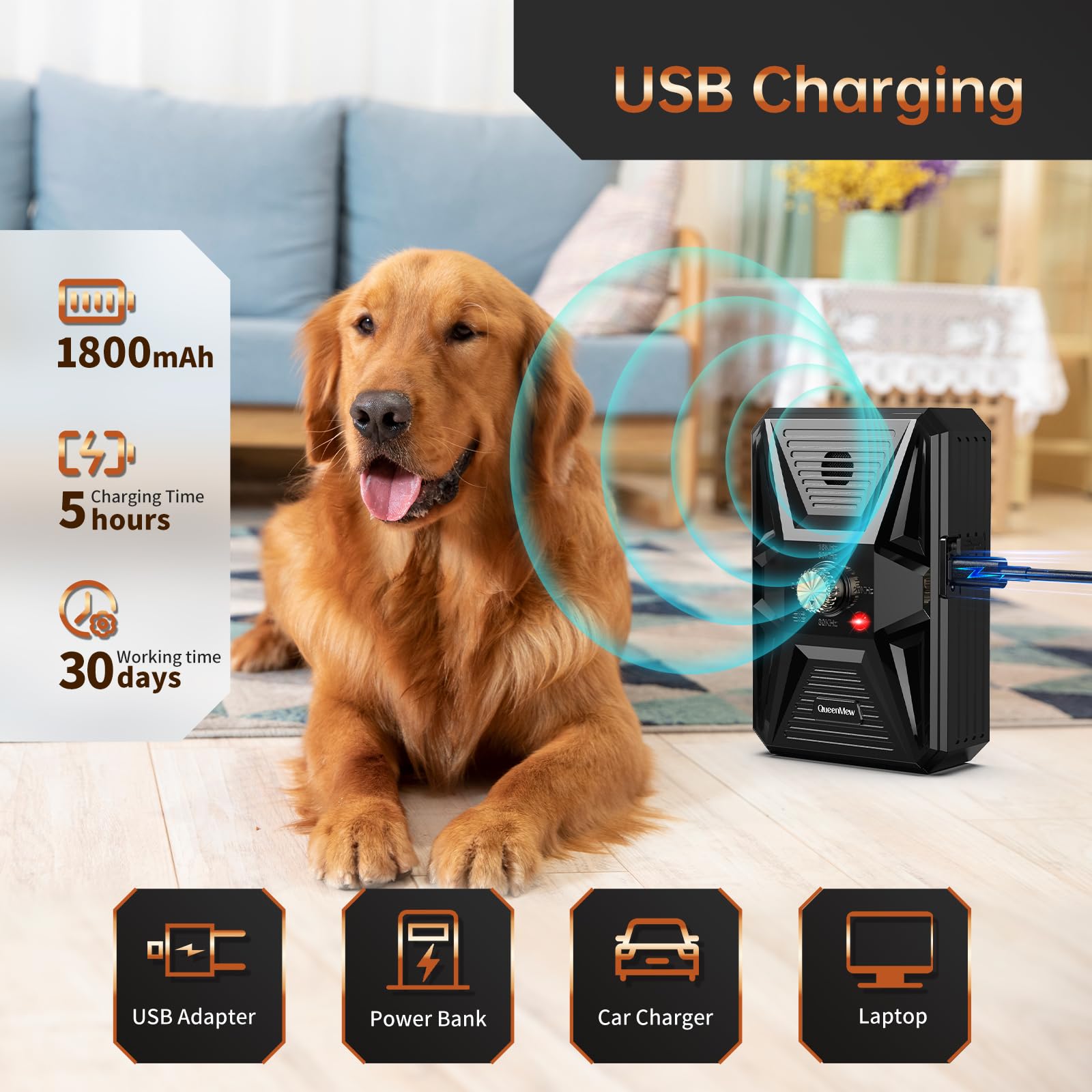 Bubbacare Handheld Anti-Bell-Gerät, Anti-Bell-Mittel für Hunde mit 5m